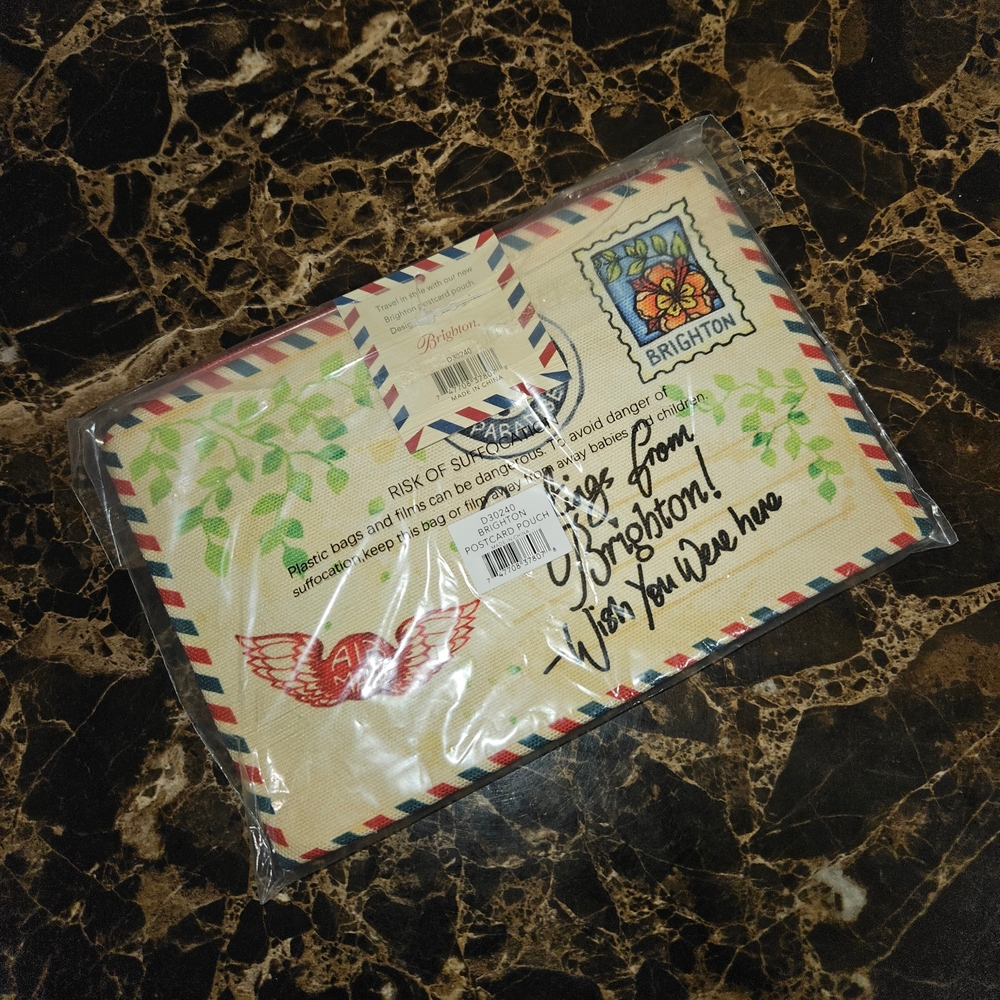 NWT Brighton First Class Airmail📨📫 BRIGHTON!!! Multicolor Postcard Pouch - Picture 2 of 2